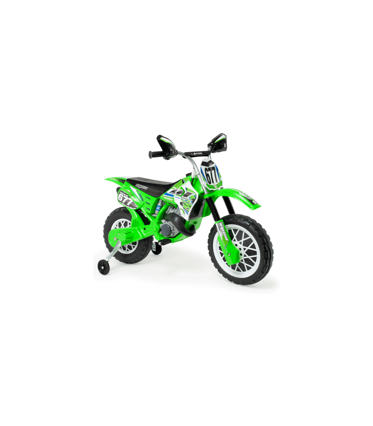 INJUSA Cross CR Moto électrique pour Enfant à partir de 3 Ans avec Batterie  6 V, Bandes en Caoutchouc sur la Roue motrice, Roues d'appui et  accélérateur Vitesse 5 km/h Blanc 